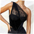 Agatha Black Lace One Shoulder Corset Top