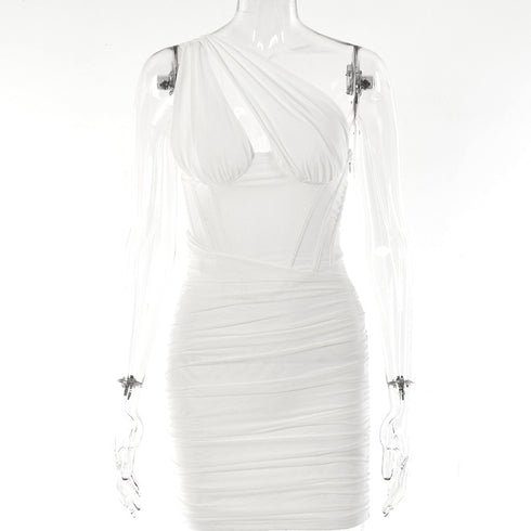Tiana Cut Out Mesh Ruched Dress