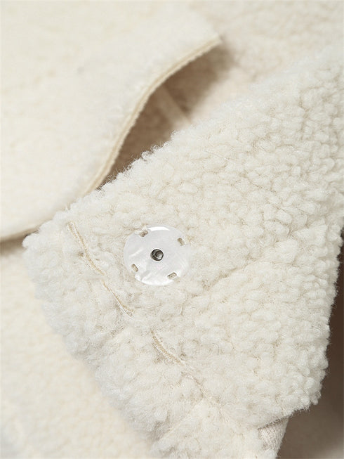 Thalia Cream Pocket Shearling Cropped Jacket