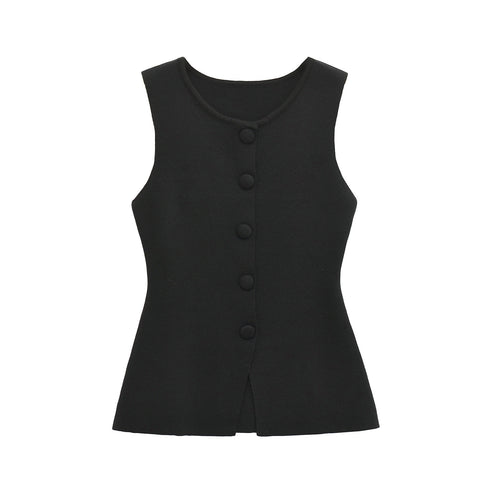Alodia Soft Knit Button Vest Top