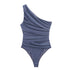 Nyssa Double Layered One Shoulder Ruched Body Suit