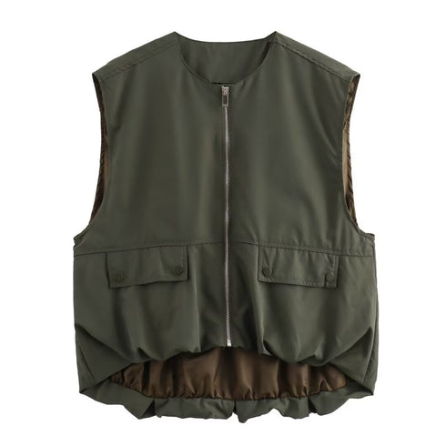 Aster Zip Up Cropped Cargo Waistcoat