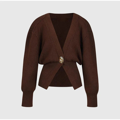 Noelle Luxe V-neck Knitted Button Cardigan
