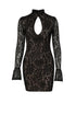 Black lace dress on a white background