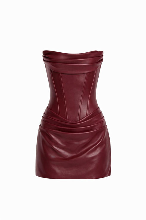 Avenn Faux Leather Corset Mini Dress