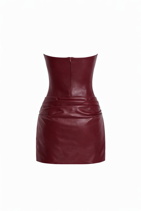 Avenn Faux Leather Corset Mini Dress