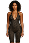 Calliope Lace Halterneck Plunge Capri Jumpsuit