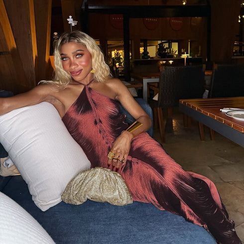 Evelina Halter Tassel Midi Dress