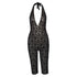 Calliope Lace Halterneck Plunge Capri Jumpsuit