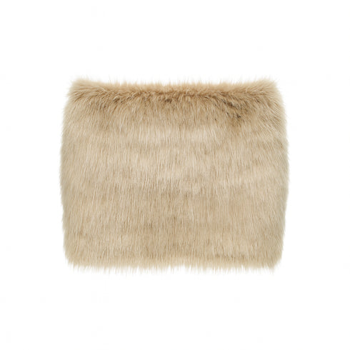 Beige faux fur skirt on a white background