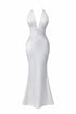 White halter neck dress on a white background