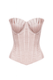 Pink corset top on a white background