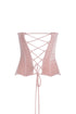 Back of Pink lace-up top on a white background