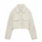 Thalia Cream Pocket Shearling Cropped Jacket