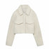 Thalia Cream Pocket Shearling Cropped Jacket