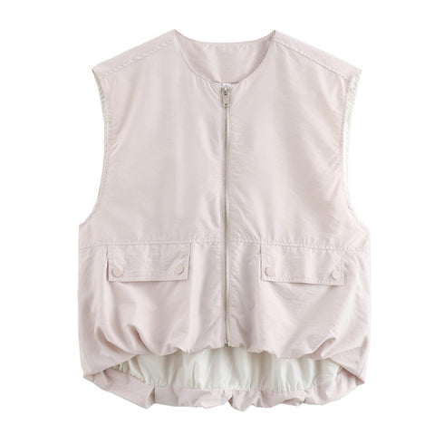 Aster Zip Up Cropped Cargo Waistcoat