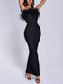 Serenya Ostrich Fur Bandeau Dress