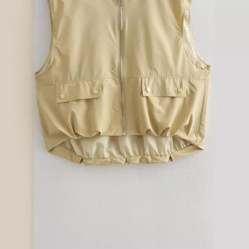 Aster Zip Up Cropped Cargo Waistcoat