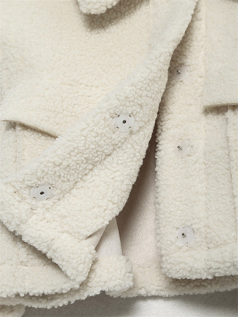 Thalia Cream Pocket Shearling Cropped Jacket