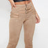 Suedette Skinny High Waist Belt Detail Trousers