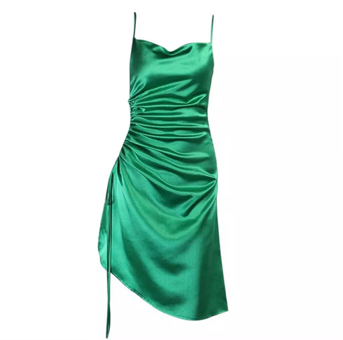 Nora Asymmetical Satin Midi Dress