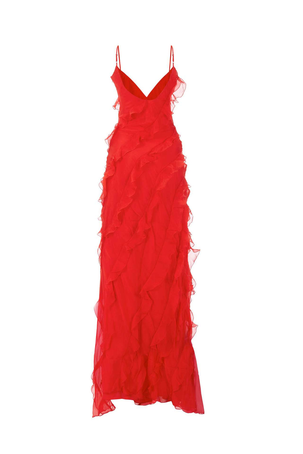 Josefina Chiffon Ruffle Side Split Maxi Dress