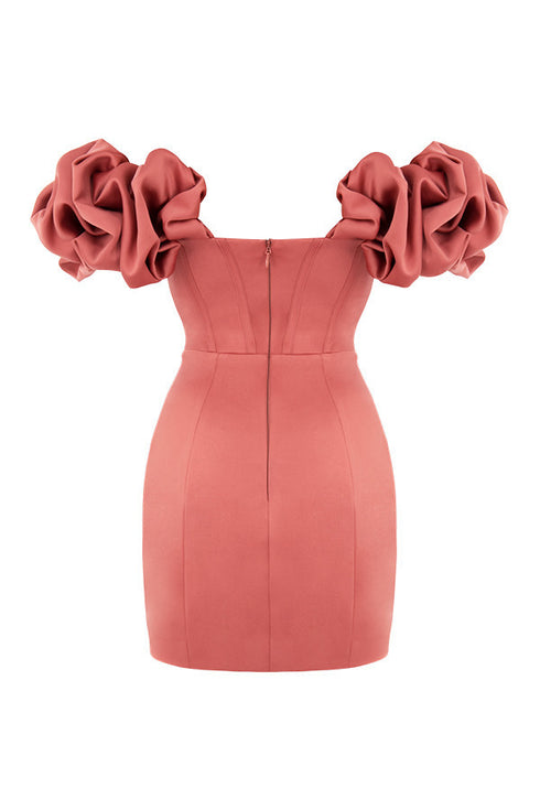 Sara Satin Off The Shoulder Ruffle Midi Dress