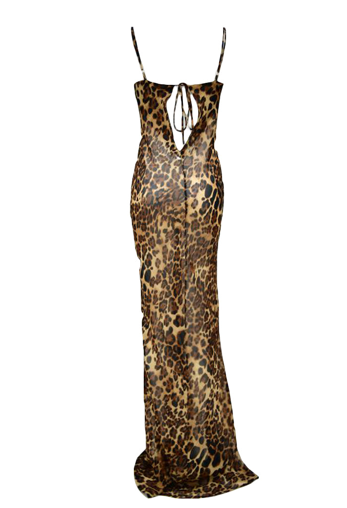 Lexi Brown Leopard Print Maxi Dress