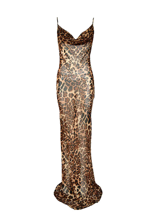 Lexi Brown Leopard Print Maxi Dress