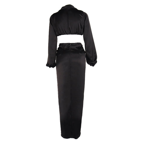 Amal Two Piece Satin Top & Skirt