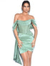 Gia Off The Shoulder Satin Corset Midi Dress