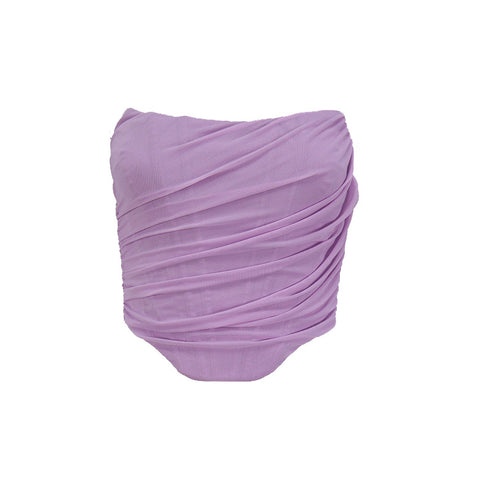 Stella Asymetrical Ruched Chiffon Corset Top