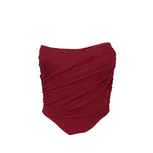 Stella Asymetrical Ruched Chiffon Corset Top