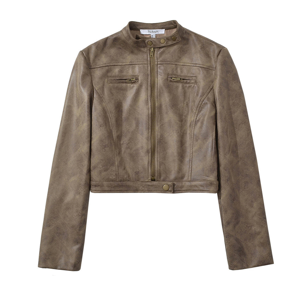 Vesper Distressed Brown Faux Suede Jacket