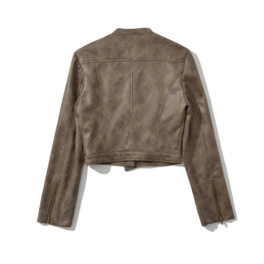 Vesper Distressed Brown Faux Suede Jacket