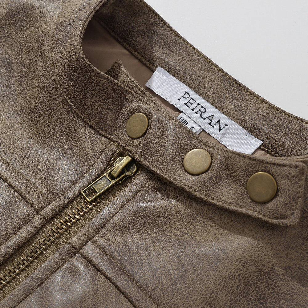 Vesper Distressed Brown Faux Suede Jacket