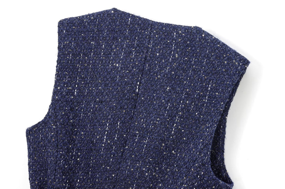Lilith Tweed Button Down Sleeveless Cardigan
