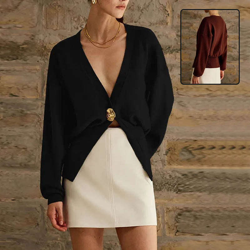 Noelle Luxe V-neck Knitted Button Cardigan