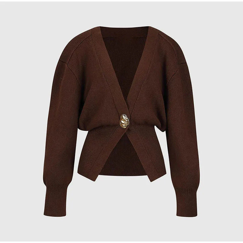 Noelle Luxe V-neck Knitted Button Cardigan