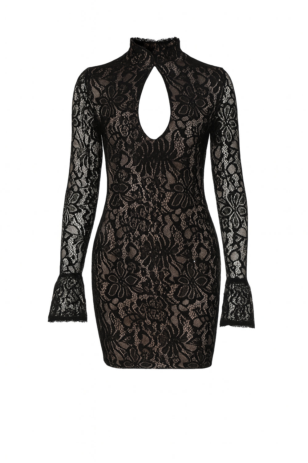 Black lace dress on a white background