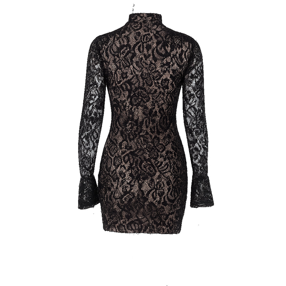 Astoria Long Bell Cuff Sleeve Lace Mini Dress