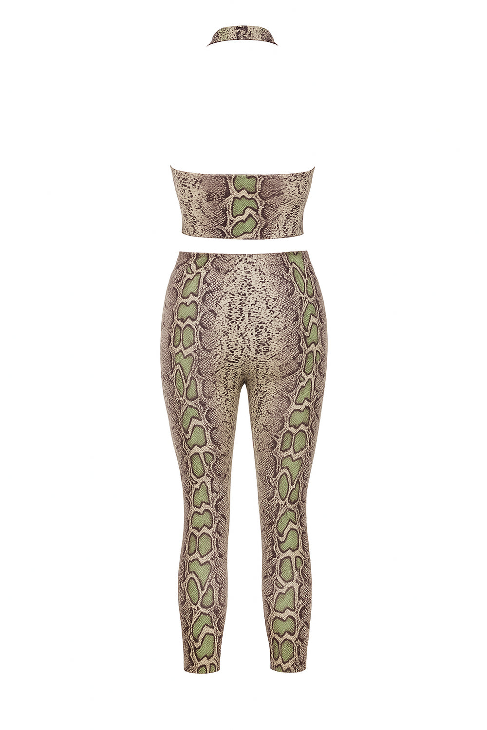 Seleneve Halter Snake Print Capri Pant Set
