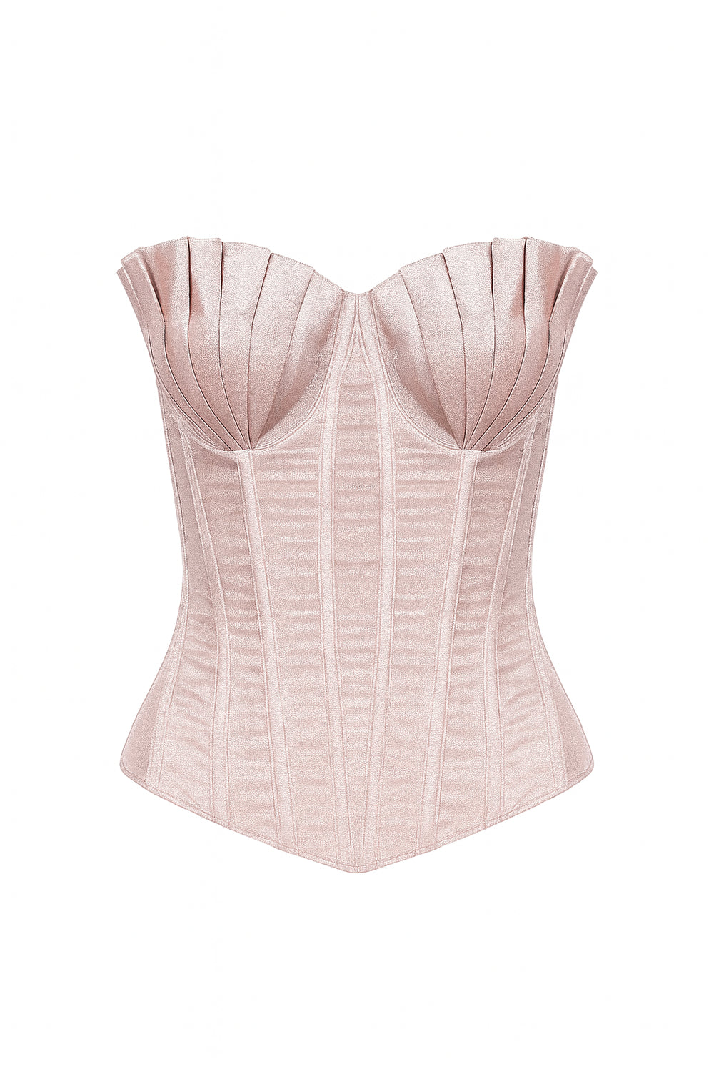 Pink corset top on a white background