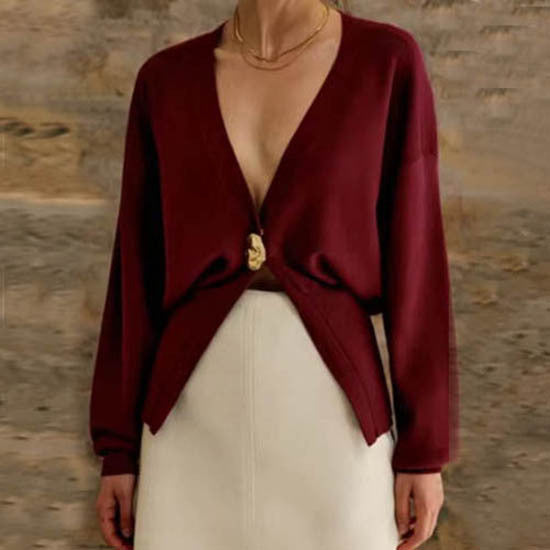 Noelle Luxe V-neck Knitted Button Cardigan