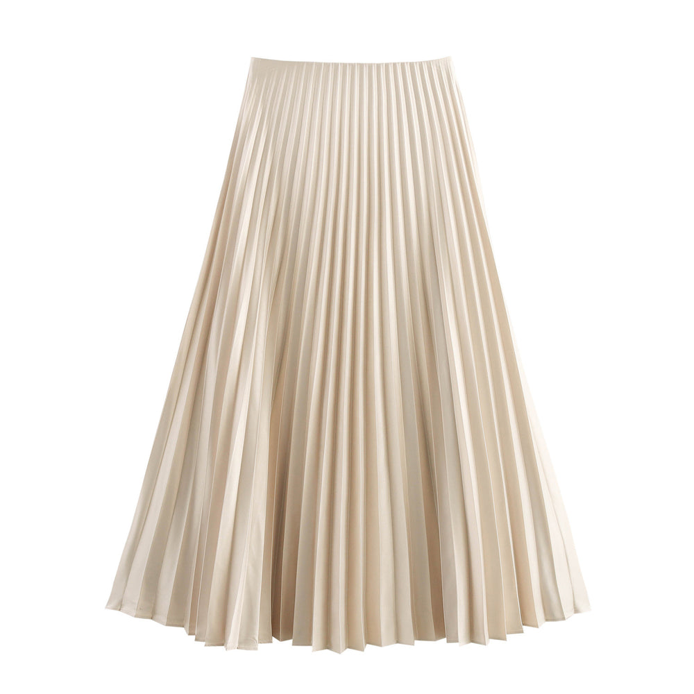 Giselle Satin Pleated Midi Skirt