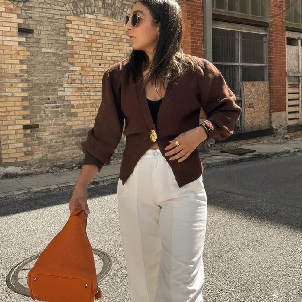 Noelle Luxe V-neck Knitted Button Cardigan