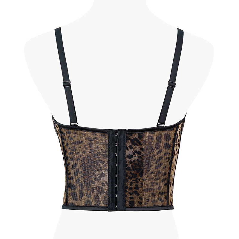 Kaira Mesh Leopard Print Corset Top