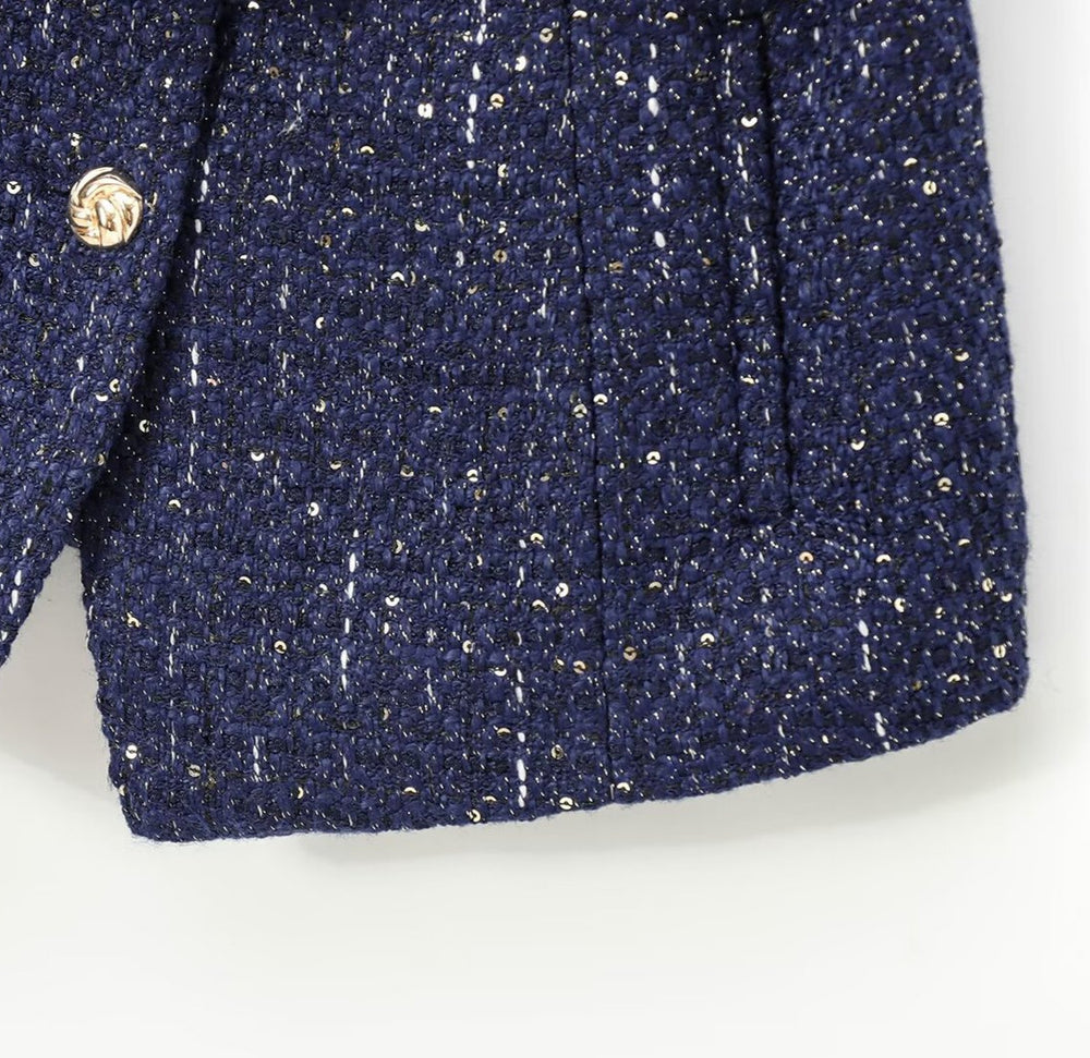 Lilith Tweed Button Down Sleeveless Cardigan
