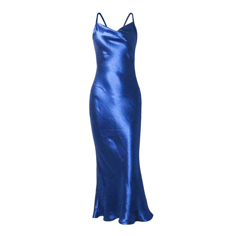  Aurora Satin Fish Tail Maxi Dress
