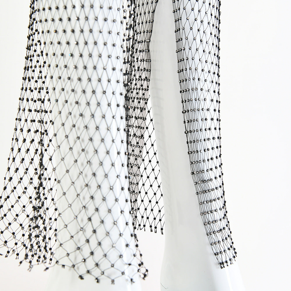 Caught Out Crystal Fishnet Flare Hem Trousers